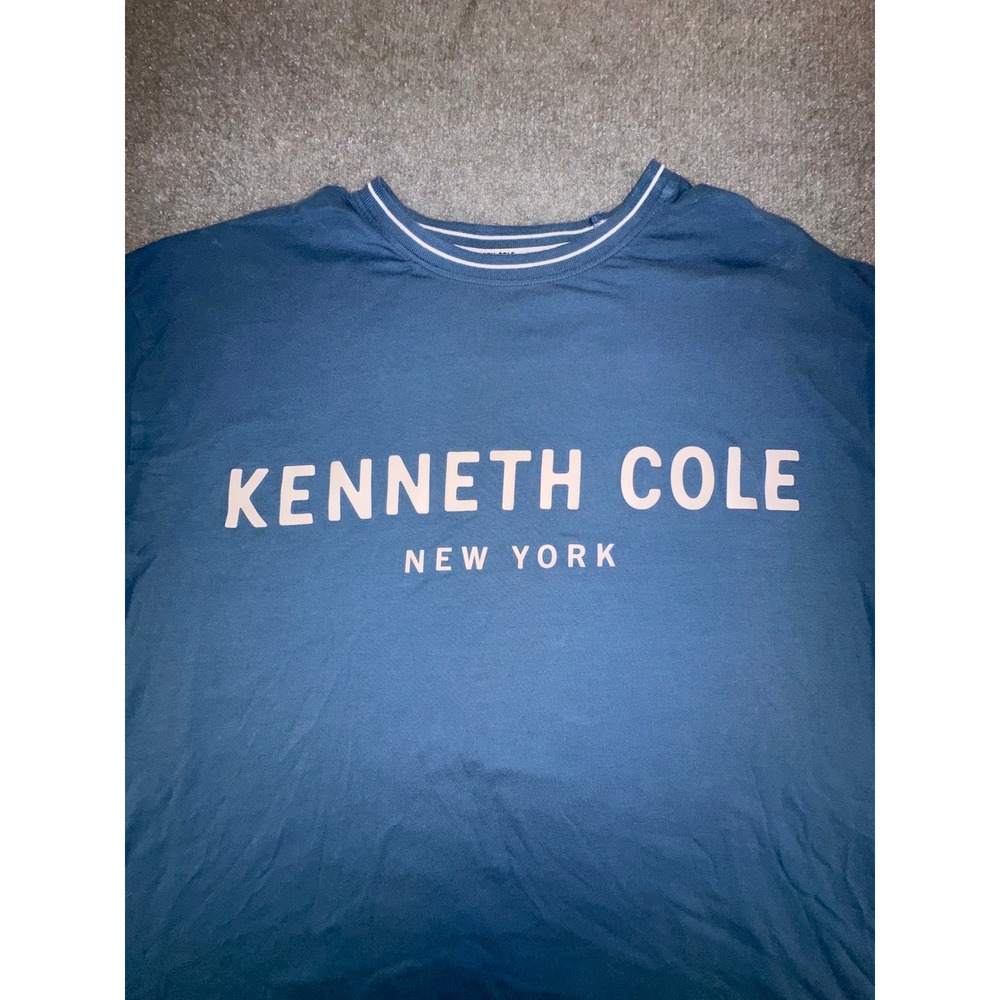 Kenneth Cole New York Mens Blue Graphic Logo T-Shirt Size 2X Short Sleeve Tee